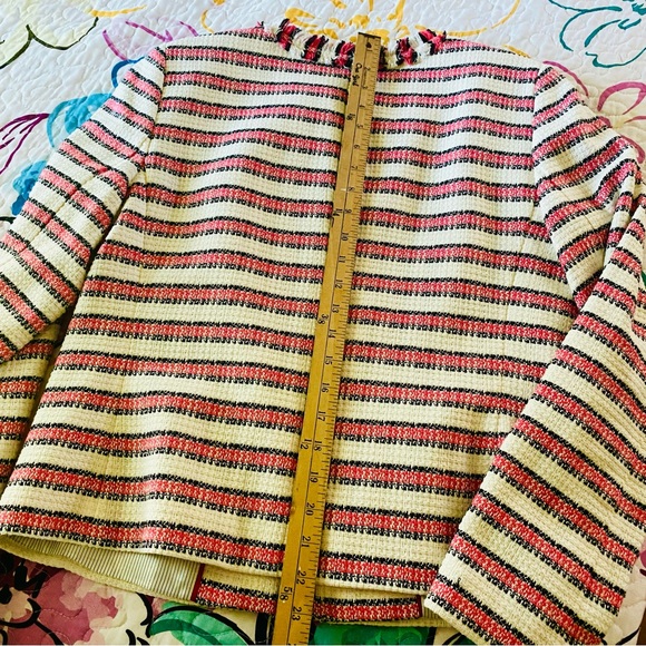 Talbots Tweed Stripe Blazer Cranberry and Cream Size 10 EUC - Picture 12 of 12